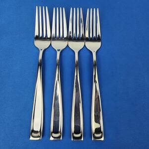 Oneida Moda Stainless Flatware Modern Glossy Heavy 18/10 (4) Salad Forks 7”